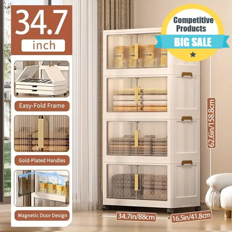 Durable Storage Bins With Lids, 4 Tier 480 QT Stackable Plastic Storage Bins, Foldable Storages Boxes With Magnetic Doors And Wh
Durable Storage Bins With Lids, 4 Tier 480 QT Stackable Plastic Storage Bins, Foldable Storages Boxes With Magnetic Doors And Wh