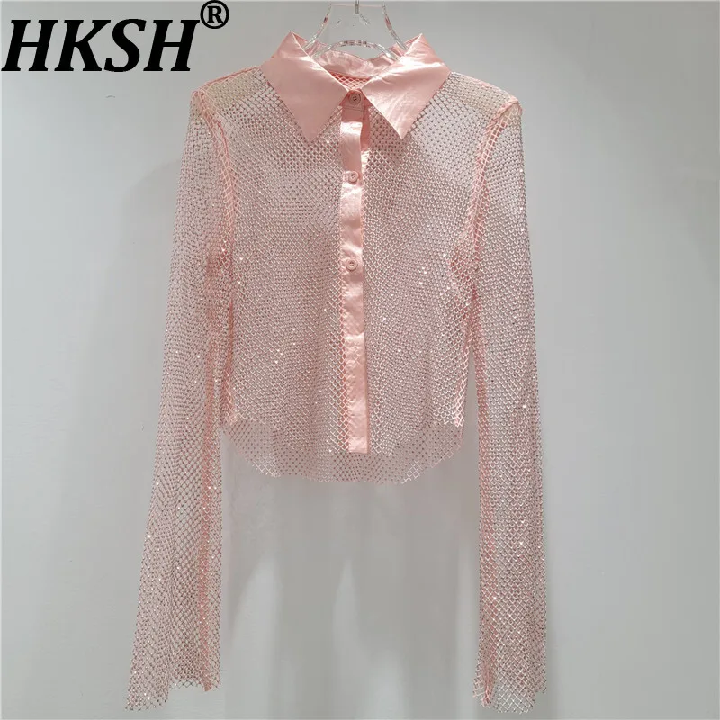 HKSH Shirt For Women Studded Shiny Diamonds Hollow Out Turn-down Collar Long Sleeve Single Breasted Punk Style Chic Tops HK10865
HKSH Shirt For Women Studded Shiny Diamonds Hollow Out Turn-down Collar Long Sleeve Single Breasted Punk Style Chic Tops HK10865