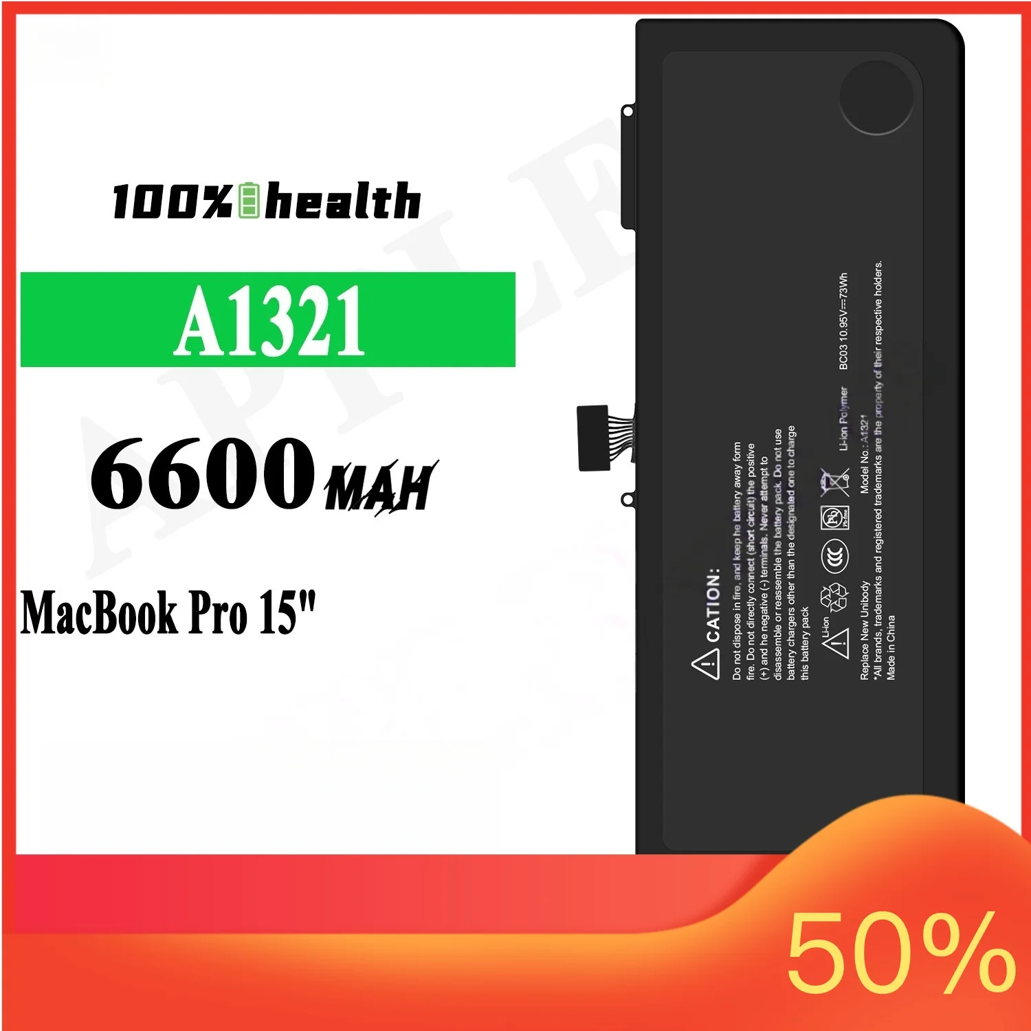 6600mAh A1321 Laptop Battery for Apple MacBook Pro 15" A1321 Large Capacity Lithium Rechargeable Battery
6600mAh A1321 Laptop Battery for Apple MacBook Pro 15" A1321 Large Capacity Lithium Rechargeable Battery