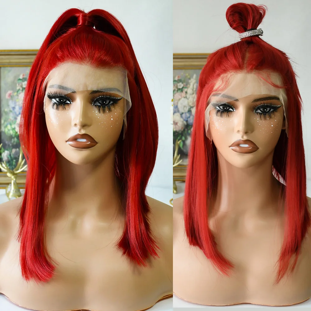 13x4 Red Bob Lace Front Wigs 180% Density Straight Wig HD Transparent Lace Frontal Short Bob Lace Wigs Synthetic Wig For Wemon
13x4 Red Bob Lace Front Wigs 180% Density Straight Wig HD Transparent Lace Frontal Short Bob Lace Wigs Synthetic Wig For Wemon