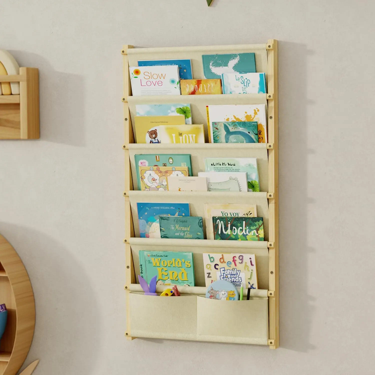 6-ярусная плавающая деревянная книжная полка для детских комнат, яслей и классов - компактный настенный органайзер
6-ярусная плавающая деревянная книжная полка для детских комнат, яслей и классов - компактный настенный органайзер