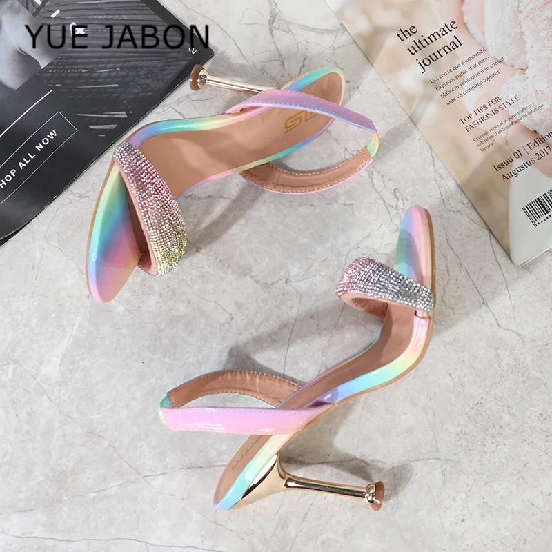 Colorful Summer Women'S Sandals With Thin Heel Round Head shoes Crystal Open Toe back strap elastic Heel Shoes Lady High Heels
Colorful Summer Women'S Sandals With Thin Heel Round Head shoes Crystal Open Toe back strap elastic Heel Shoes Lady High Heels