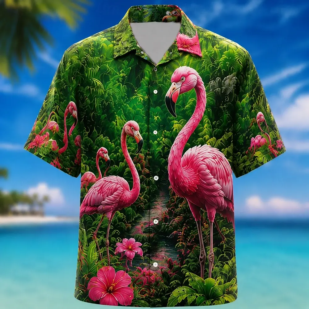 Men's Spring Summer Casual Shirt, Realistic Flamingo & Tropical Forest Print Tops for Daily Street Holiday Beach Dating Outfit
Men's Spring Summer Casual Shirt, Realistic Flamingo & Tropical Forest Print Tops for Daily Street Holiday Beach Dating Outfit