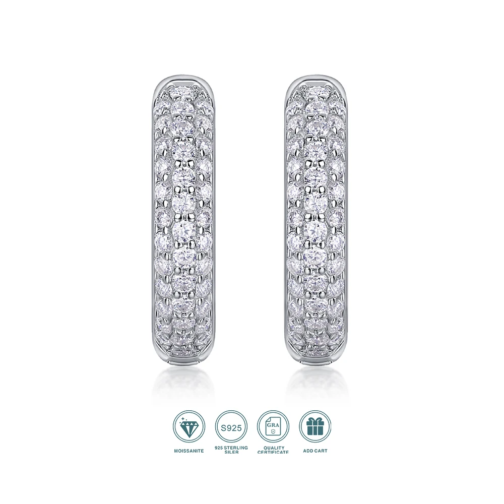1pair Moissanite Earrings Full Pave Round Hoop 925 Sterling Silver 18K Gold Plated Comes with GRA Certificate Jewelry
1pair Moissanite Earrings Full Pave Round Hoop 925 Sterling Silver 18K Gold Plated Comes with GRA Certificate Jewelry