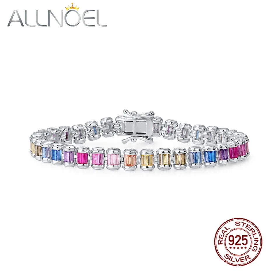 ALLNOEL Solid 925 Silver 1.5*3.5mm Rainbow Zircon Tennis Bracelet 18.5cm Pretty Colorful Fine Jewelry Chain for Women Punk Style
ALLNOEL Solid 925 Silver 1.5*3.5mm Rainbow Zircon Tennis Bracelet 18.5cm Pretty Colorful Fine Jewelry Chain for Women Punk Style