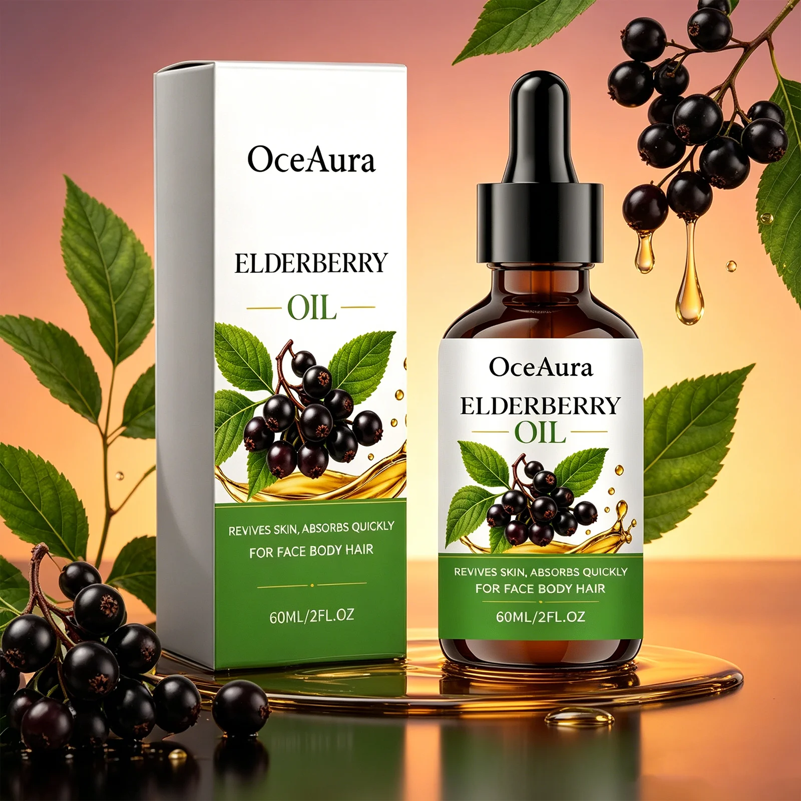 OceAura Elderberry Oil for Facial Body And Hair Plant Extract Skin Brightening Dryness Repair Frizz Control Nourishing Care Oil
OceAura Elderberry Oil for Facial Body And Hair Plant Extract Skin Brightening Dryness Repair Frizz Control Nourishing Care Oil