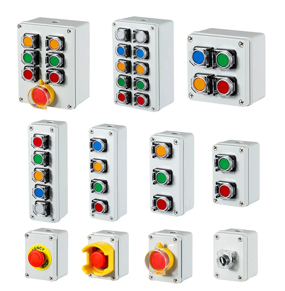 Button box emergency stop start switch power reset self-locking alarm self-locking elevator motor electrical control box
Button box emergency stop start switch power reset self-locking alarm self-locking elevator motor electrical control box