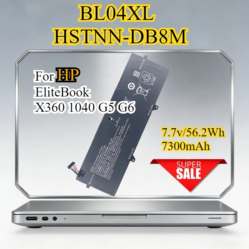 New BL04XL HSTNN-DB8M Laptop Battery for HP EliteBook X360 1040 G5 G6 5XD66UA 5DF58EA UB7N L07041-855 L07353-241 2C1 L07353-541
New BL04XL HSTNN-DB8M Laptop Battery for HP EliteBook X360 1040 G5 G6 5XD66UA 5DF58EA UB7N L07041-855 L07353-241 2C1 L07353-541
