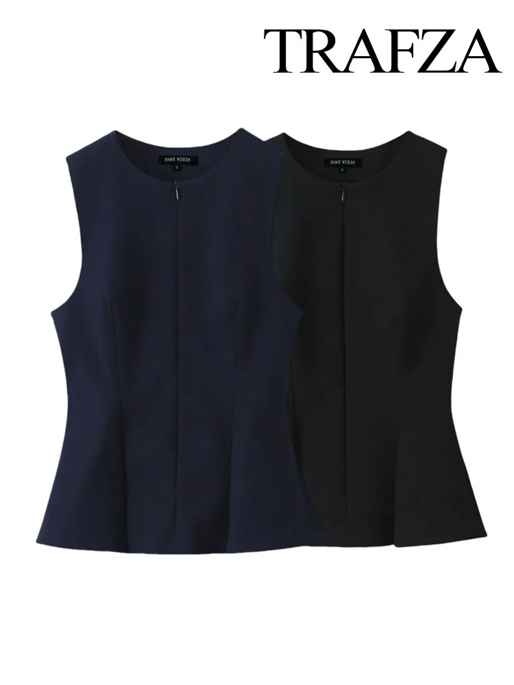 TRAFZA 2025 Women's New Fashion All-Match Round Neck Short Skirt Sleeveless Pleated Top Female Vintage Elegant Sexy Zipper Top
TRAFZA 2025 Women's New Fashion All-Match Round Neck Short Skirt Sleeveless Pleated Top Female Vintage Elegant Sexy Zipper Top