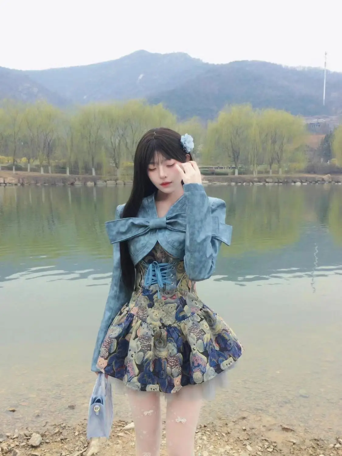 Korean Blue Casual Leather Cropped Jacket + Cute Embroidered Little Bear Jacquard Slim Waist Suspender Dress Women Y2k Suits
Korean Blue Casual Leather Cropped Jacket + Cute Embroidered Little Bear Jacquard Slim Waist Suspender Dress Women Y2k Suits