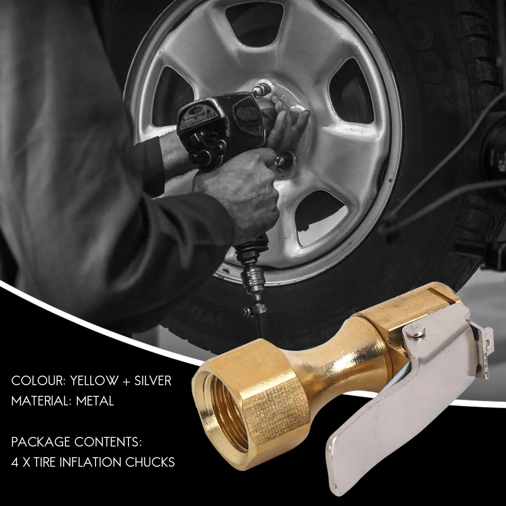 Heavy-Duty Brass Air Chuck, Closed Straight Tire Chuck Tire Inflator Pressure Meter Air Pump Compressor Accessories
Heavy-Duty Brass Air Chuck, Closed Straight Tire Chuck Tire Inflator Pressure Meter Air Pump Compressor Accessories
