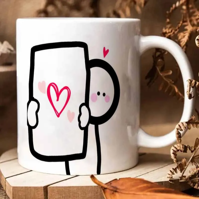 One 11Oz Ceramic Mug Featuring a "Doodle Person Holding Heart Card" Design, Suitable for Coffee, Water, Or
One 11Oz Ceramic Mug Featuring a "Doodle Person Holding Heart Card" Design, Suitable for Coffee, Water, Or