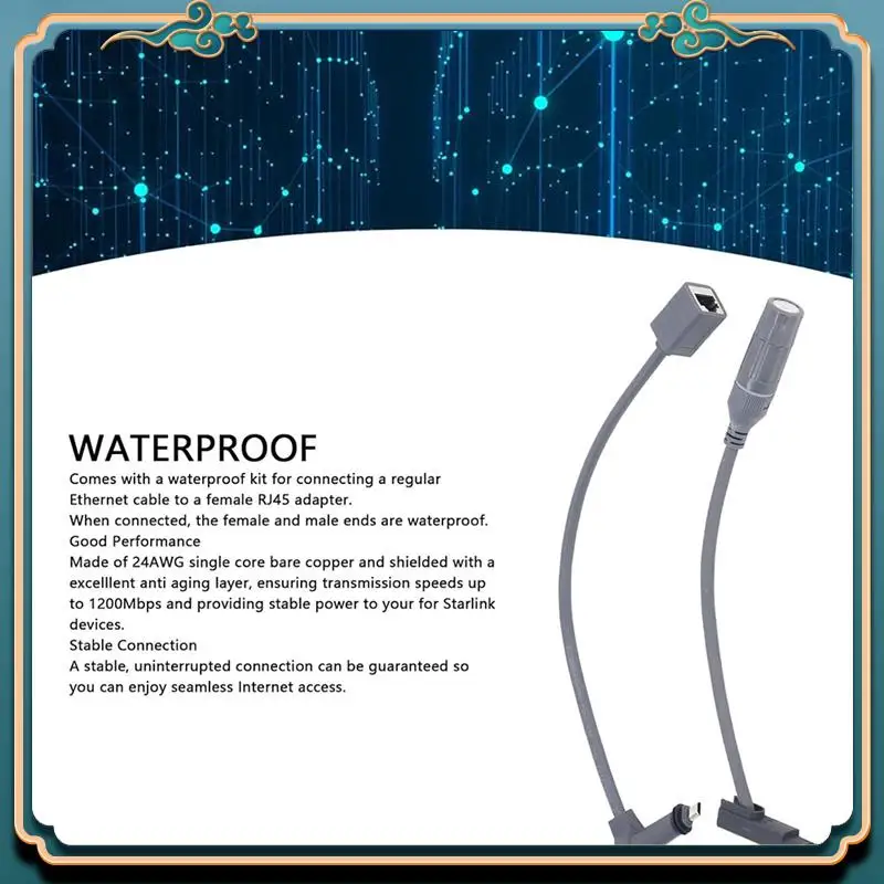 (New)-Male To RJ45 Adapter, RJ45-1 RJ-2 Cable RJ45 Female Connectors, 24AWG 1200Mbps Waterproof Cable RJ45 Adapter For Router
(New)-Male To RJ45 Adapter, RJ45-1 RJ-2 Cable RJ45 Female Connectors, 24AWG 1200Mbps Waterproof Cable RJ45 Adapter For Router