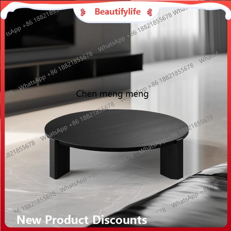 Italian minimalist solid wood coffee table modern, wabi-sabi style, black round coffee table in the living room H
Italian minimalist solid wood coffee table modern, wabi-sabi style, black round coffee table in the living room H