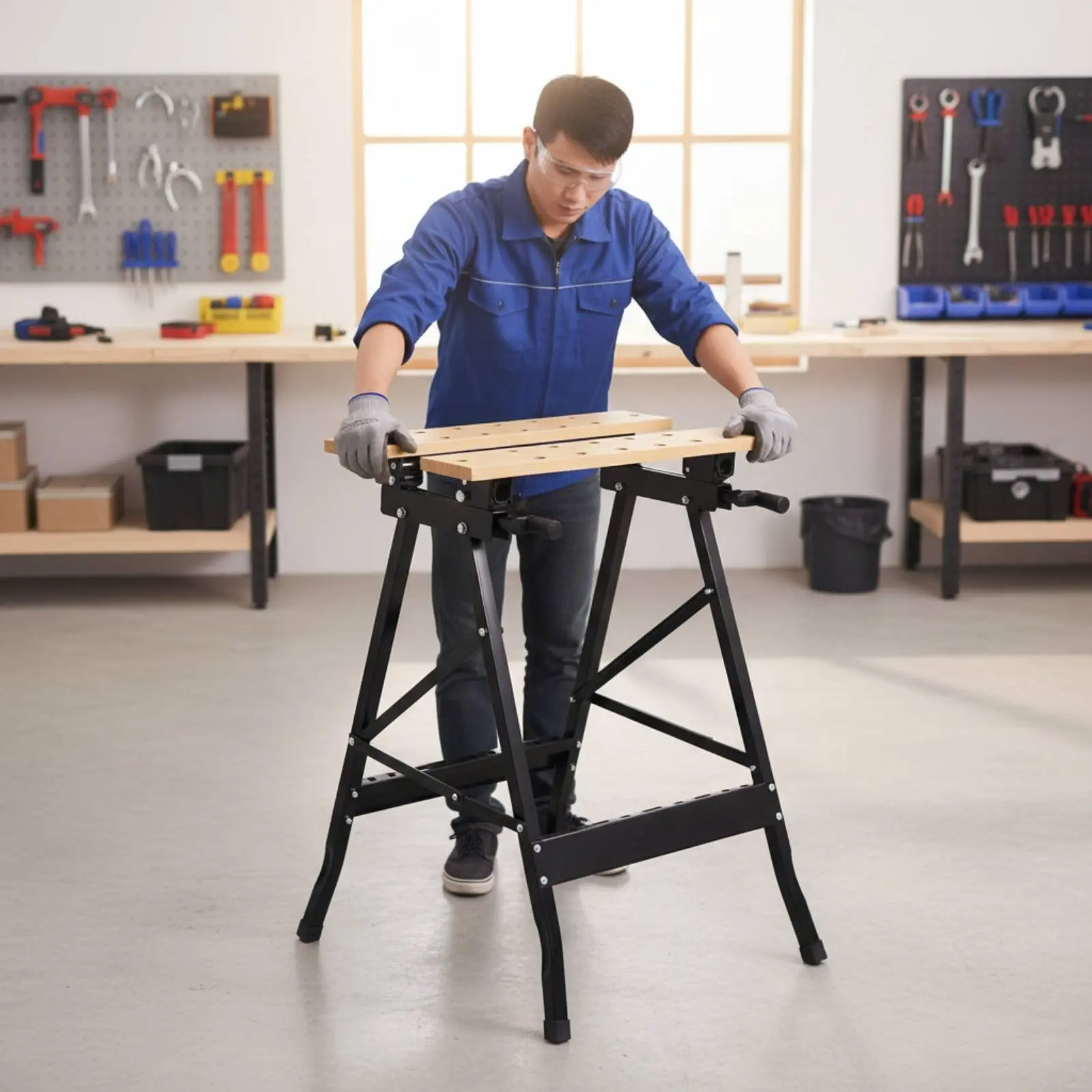 Folding Workbench Foldable Design Portable Work Bench Carpentry Clamping Table Built-in Tool Storage Workshop Equipment
Folding Workbench Foldable Design Portable Work Bench Carpentry Clamping Table Built-in Tool Storage Workshop Equipment