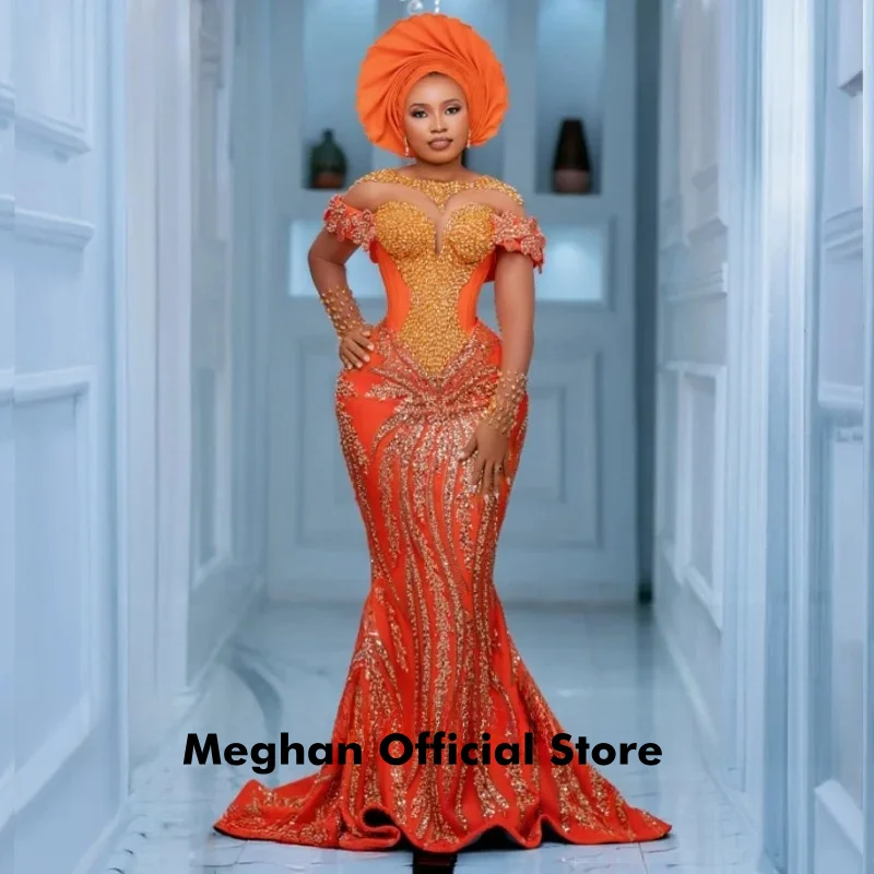 Orange Delicate Beaded Applique Evening Dresses For Women Aso Ebi Long Mermaid Prom Gowns Wedding Party Dress Luxury Customized
Orange Delicate Beaded Applique Evening Dresses For Women Aso Ebi Long Mermaid Prom Gowns Wedding Party Dress Luxury Customized