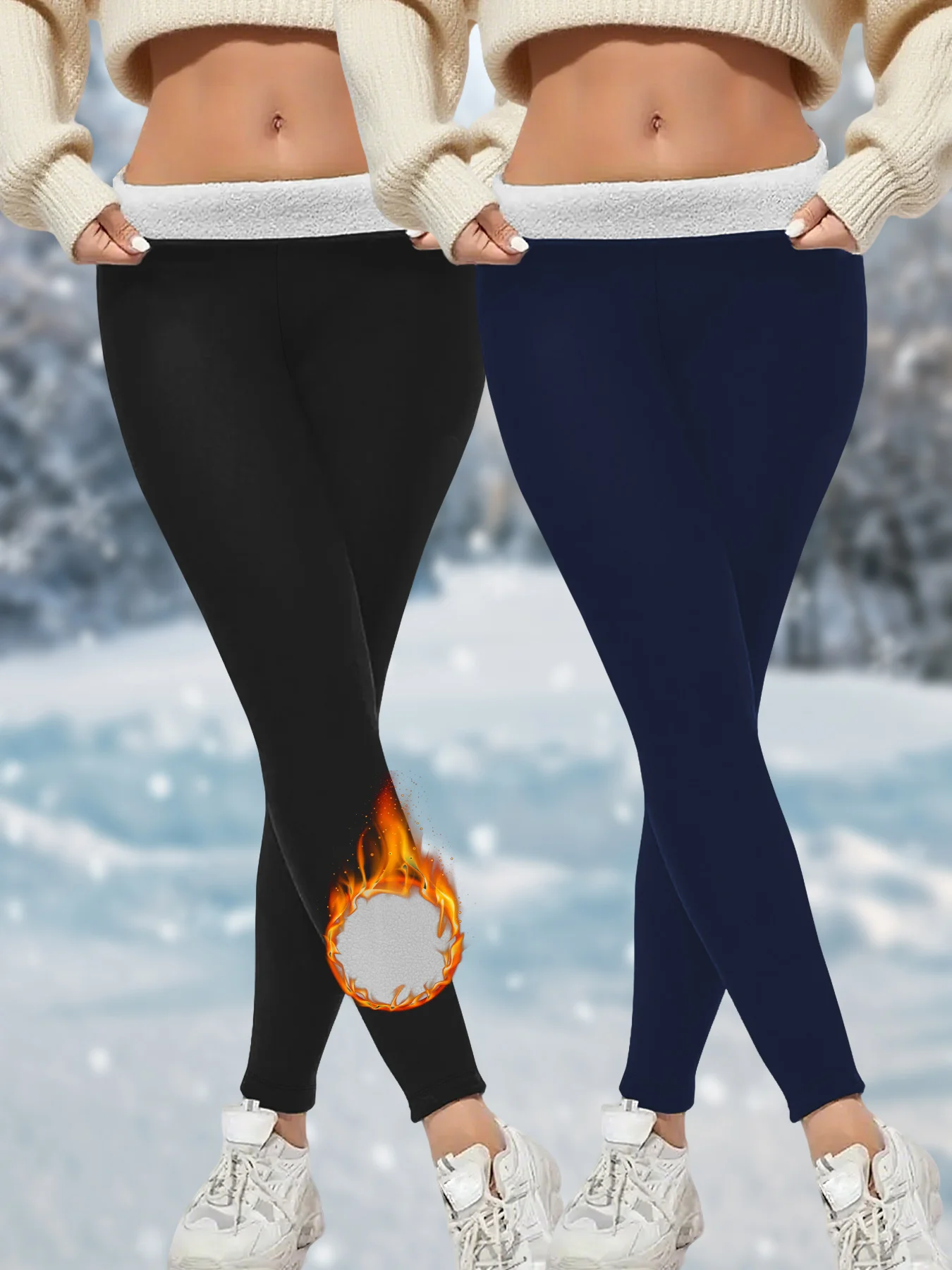 2 Pack Thermal fleece-lined leggings with high waist for women Features tummy control thick soft fabric perfect for winter
2 Pack Thermal fleece-lined leggings with high waist for women Features tummy control thick soft fabric perfect for winter