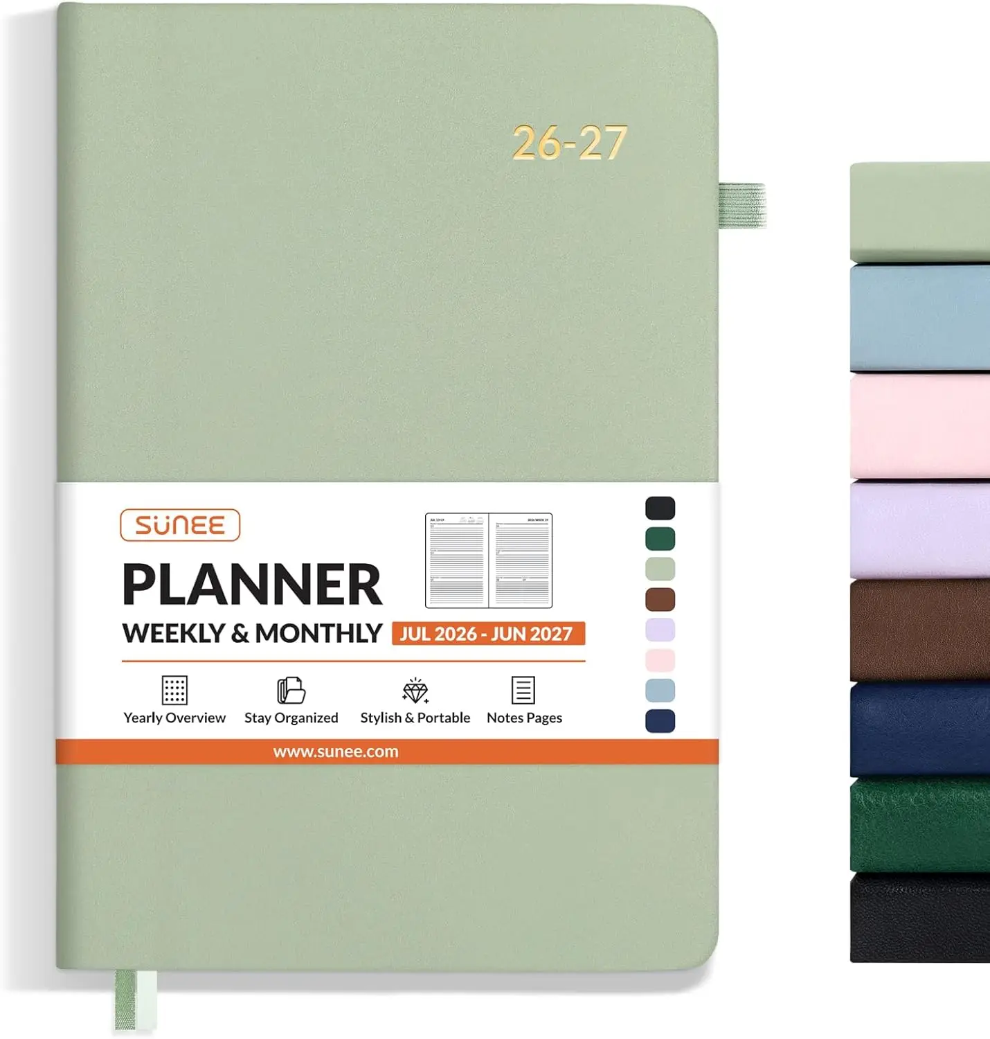 2026-2027 Weekly & Monthly Planner 5.5"x8.3", 12-Month Academic Calendar, Thick 100GSM Paper, Pocket, Notes, Sage Green
2026-2027 Weekly & Monthly Planner 5.5"x8.3", 12-Month Academic Calendar, Thick 100GSM Paper, Pocket, Notes, Sage Green