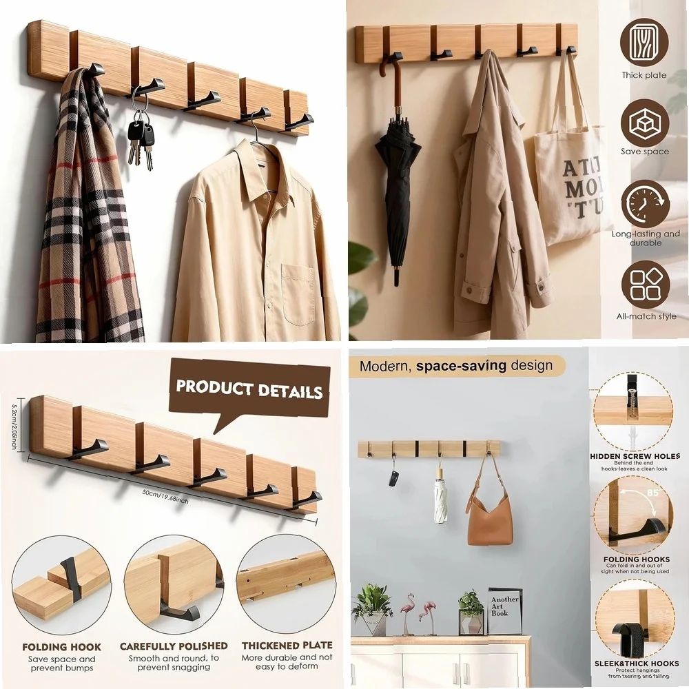 Foldable Wall Coat Rack 5 Hooks Bamboo Clothes Towel Hanger for Hanging Coats Hats Scarves Handbags Keys
Foldable Wall Coat Rack 5 Hooks Bamboo Clothes Towel Hanger for Hanging Coats Hats Scarves Handbags Keys