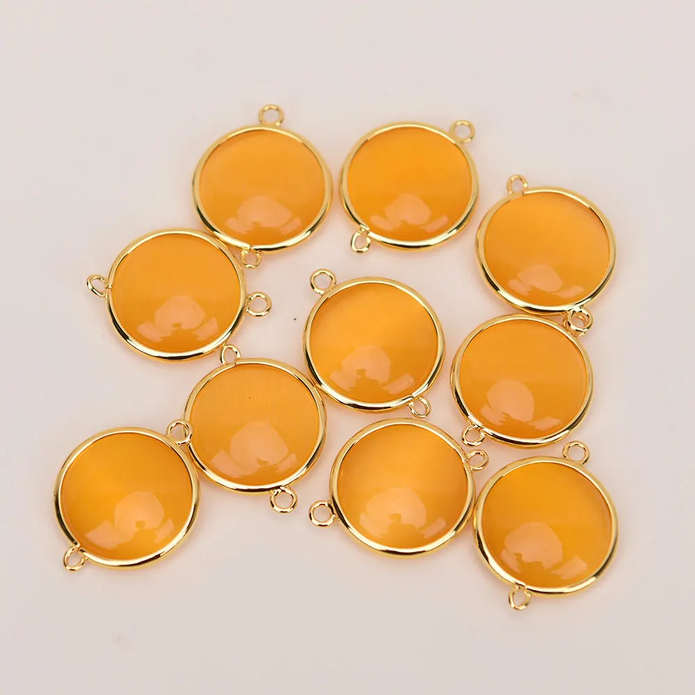 10 Pcs 22mm Natural Orange Cat eye Stone Coin Connector Gold Plated Loose Beads For Jewelry Findings DIY
10 Pcs 22mm Natural Orange Cat eye Stone Coin Connector Gold Plated Loose Beads For Jewelry Findings DIY
