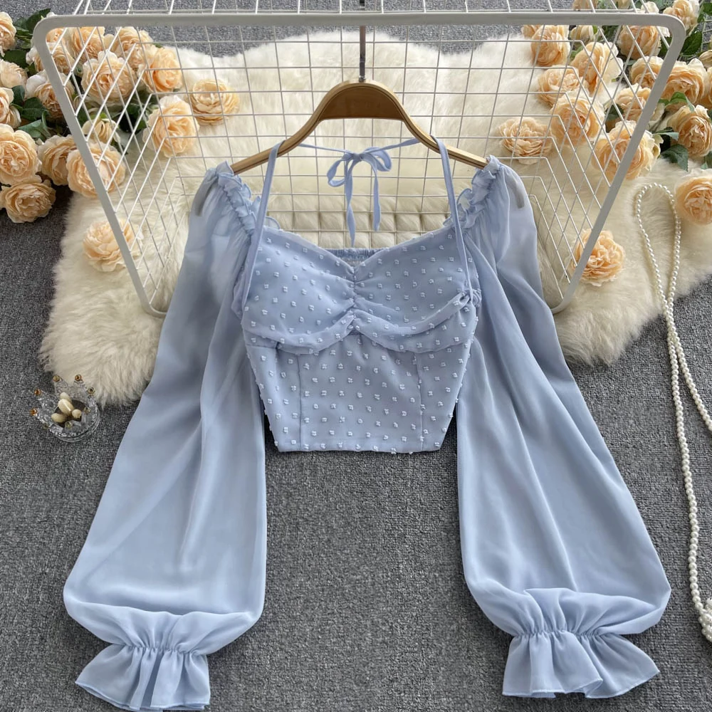 Elegant Short Lantern Sleeve Shirt Women's Fashionable Pleated Top Summer High-End Sensation Cute Small Trendy Blouse
Elegant Short Lantern Sleeve Shirt Women's Fashionable Pleated Top Summer High-End Sensation Cute Small Trendy Blouse
