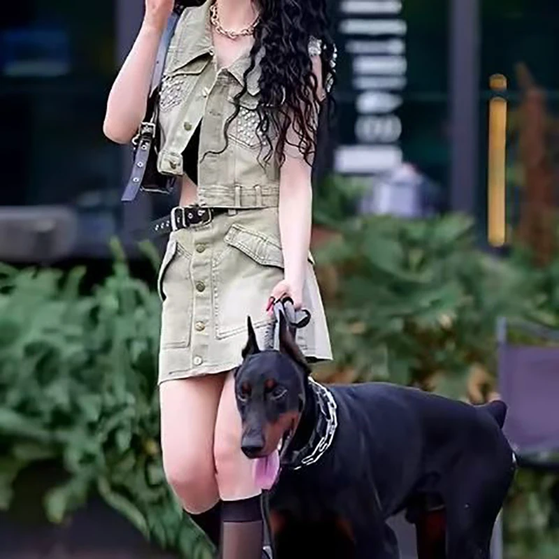 Summer Casual Fashion Workwear Vest Top And High Waist Skirt Two Piece Set Women's Denim Outfit Short Sleeve Flip Collar
Summer Casual Fashion Workwear Vest Top And High Waist Skirt Two Piece Set Women's Denim Outfit Short Sleeve Flip Collar