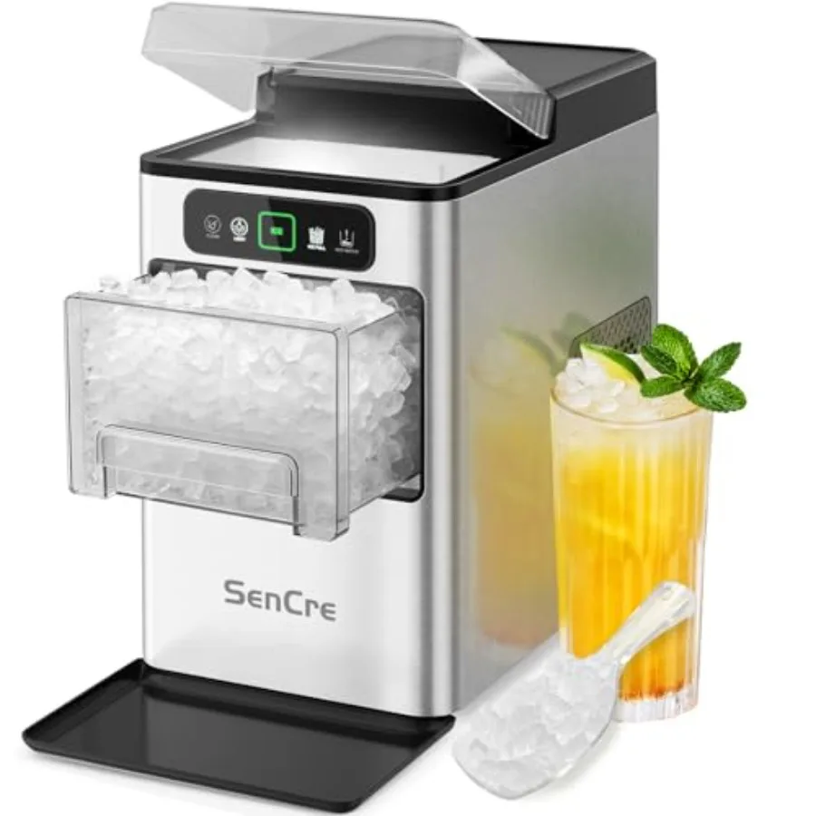 Countertop nugget ice maker for home/kitchen/office, stainless silver, 40lbs/day soft chewable crushed pellet ice, one-click op
Countertop nugget ice maker for home/kitchen/office, stainless silver, 40lbs/day soft chewable crushed pellet ice, one-click op
