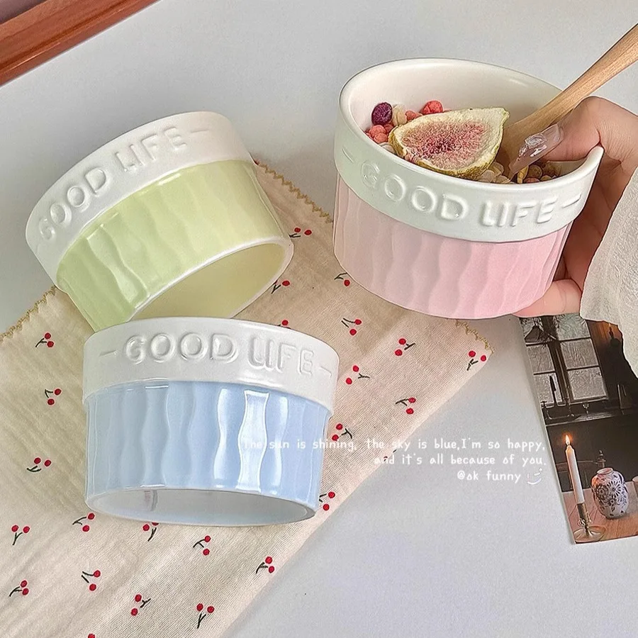 New Korean version high-value fruit salad bowl yogurt ice cream ceramic household baking bowl steamed egg
New Korean version high-value fruit salad bowl yogurt ice cream ceramic household baking bowl steamed egg