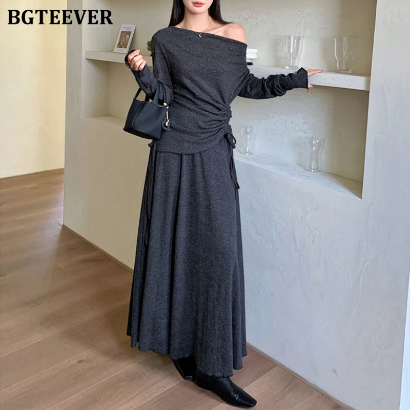 BGTEEVER Autumn Winter Elegant Ladies 2 Pieces Skirt Set Long Sleeve Slash Neck Sweaters & A-line Skirts Women Knitted Outfits
BGTEEVER Autumn Winter Elegant Ladies 2 Pieces Skirt Set Long Sleeve Slash Neck Sweaters & A-line Skirts Women Knitted Outfits
