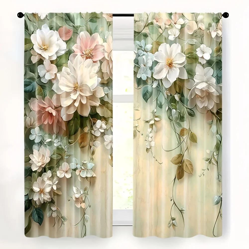2D FLAT 2pcs Curtains Floral Pattern With Soft Colors And Leaves Perfect for Balcony, Bedroom, Study, Living Room, Suitable for
2D FLAT 2pcs Curtains Floral Pattern With Soft Colors And Leaves Perfect for Balcony, Bedroom, Study, Living Room, Suitable for