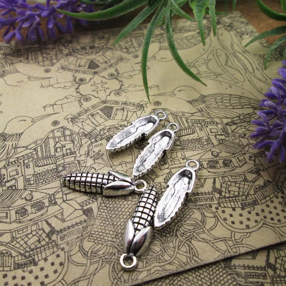 100pcs 7*24mm Corm One Side Vegan Charms For Jewelry Making DIY Findings Antique Silver Color Alloy Pendants
100pcs 7*24mm Corm One Side Vegan Charms For Jewelry Making DIY Findings Antique Silver Color Alloy Pendants