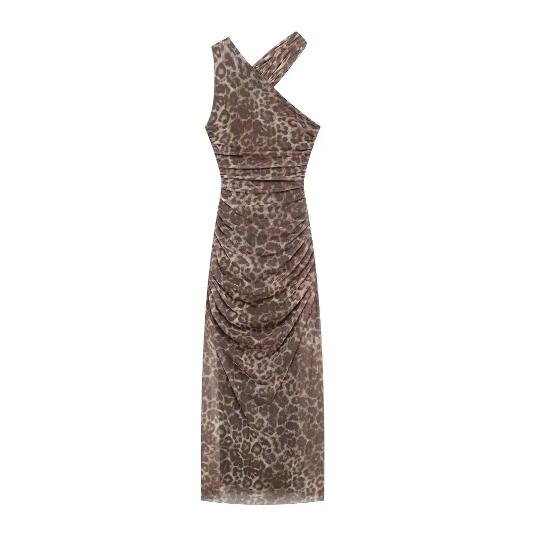 TRAFZA Women's New Fashion Animal Leopard Print Tulle Slim Long Dress Female Sexy Elegant Hem Slit Draped Ankle Length Dress
TRAFZA Women's New Fashion Animal Leopard Print Tulle Slim Long Dress Female Sexy Elegant Hem Slit Draped Ankle Length Dress
