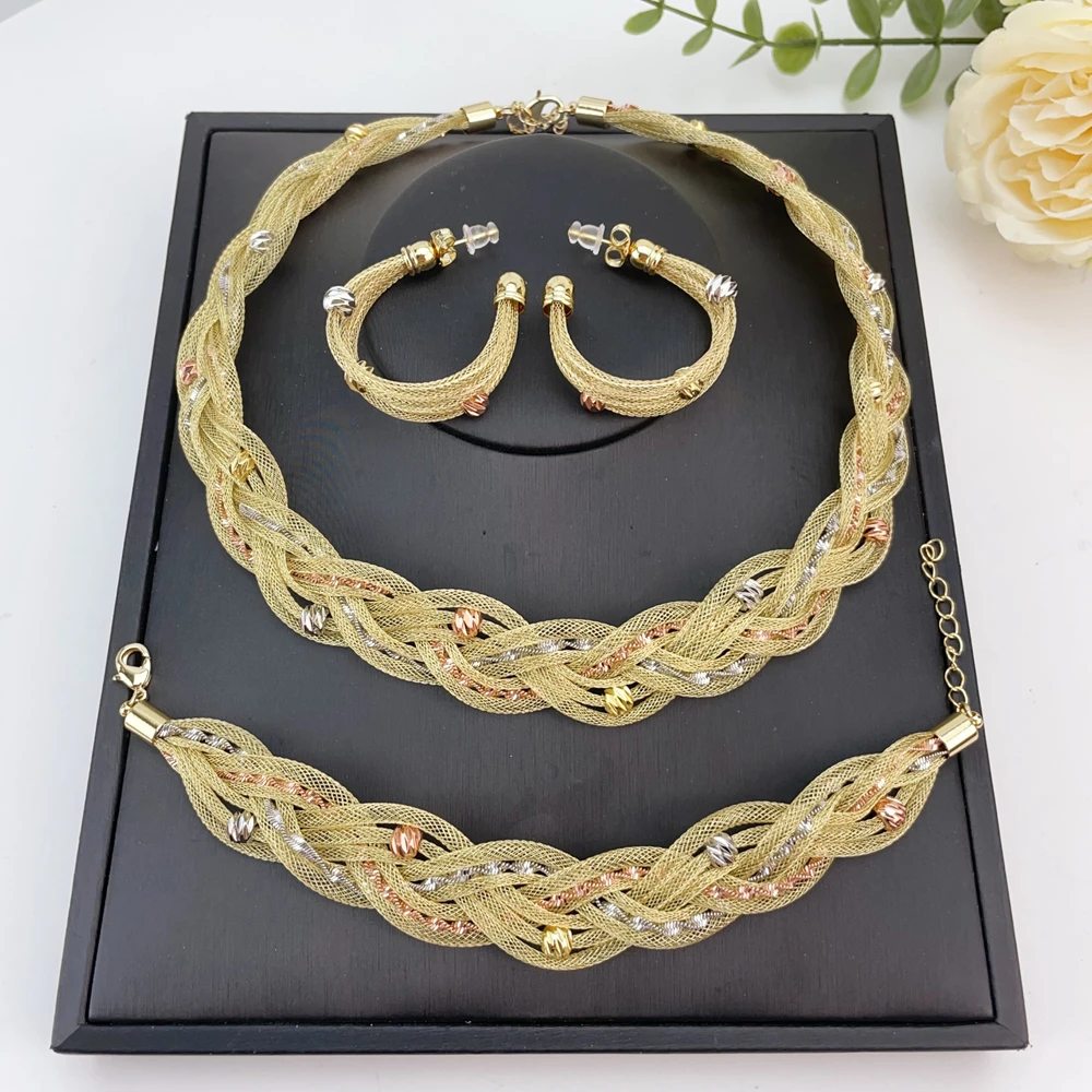 Latest Italian Gold Plated Jewelry Set Woman Large Necklace Dubai Jewelry Wedding Party Jewelry Gift FHK28097
Latest Italian Gold Plated Jewelry Set Woman Large Necklace Dubai Jewelry Wedding Party Jewelry Gift FHK28097