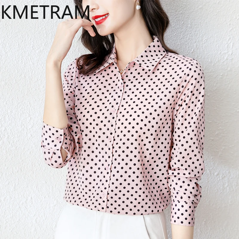 KMETRAM Natural Mulberry Silk Blouse Woman Polk Dot Elegant Tops for Woman Clothes Long Sleeve Women's Shirts 2025 Spring Tops
KMETRAM Natural Mulberry Silk Blouse Woman Polk Dot Elegant Tops for Woman Clothes Long Sleeve Women's Shirts 2025 Spring Tops