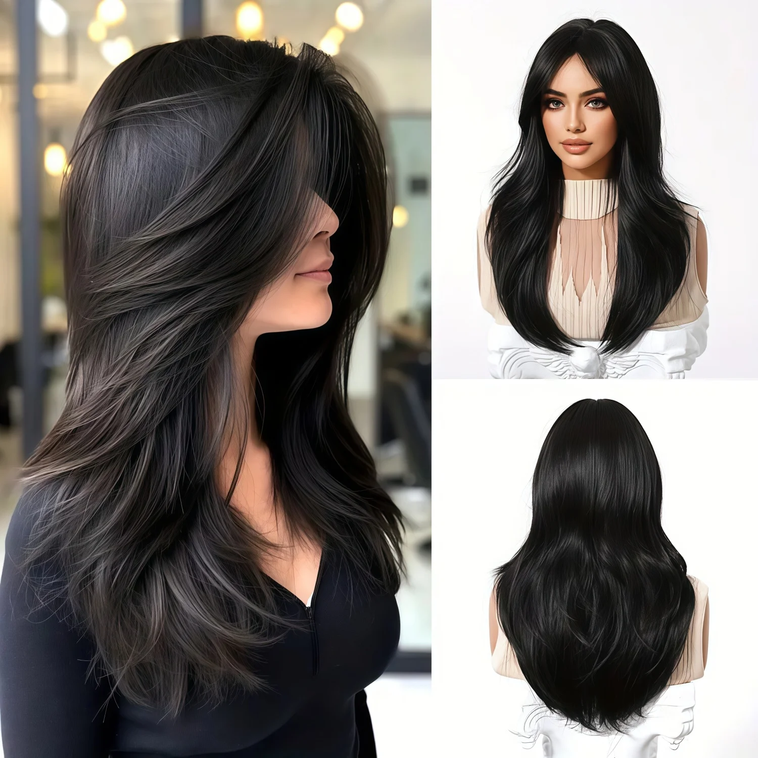Butterfly Haircut Style, Black, Long Straight Synthetic Wig, Layered Design, Heat-Resistant Fiber, Role-Playing
Butterfly Haircut Style, Black, Long Straight Synthetic Wig, Layered Design, Heat-Resistant Fiber, Role-Playing