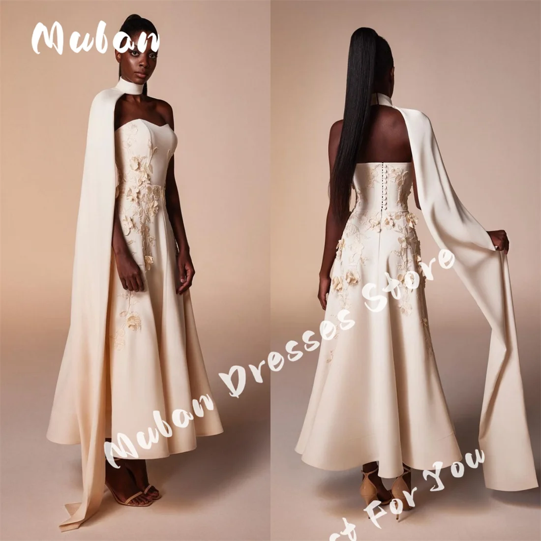 Flower Appliques A-line Prom Dresses With Cape Button Elegant Evening Dresses 2024 High Quality Formal Occasion Party Gown
Flower Appliques A-line Prom Dresses With Cape Button Elegant Evening Dresses 2024 High Quality Formal Occasion Party Gown