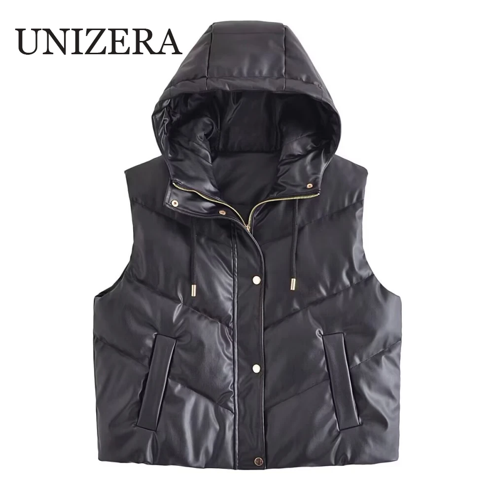 UNIZERA women's faux leather loose top hooded sleeveless lace up button zipper pocket autumn and winter new fashion vest
UNIZERA women's faux leather loose top hooded sleeveless lace up button zipper pocket autumn and winter new fashion vest