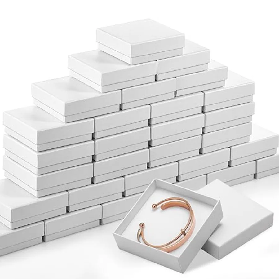 Jewelry gift boxes for earrings, necklaces, bangles, bracelets: 100 pcs white cardboard boxes, 3.5 x 3.5 x 1 inch, small size,
Jewelry gift boxes for earrings, necklaces, bangles, bracelets: 100 pcs white cardboard boxes, 3.5 x 3.5 x 1 inch, small size,