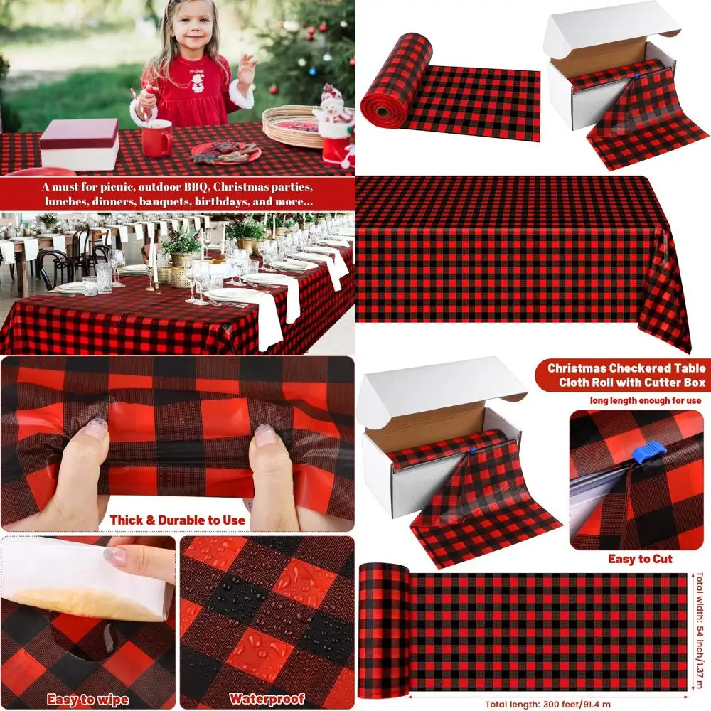 Disposable Red & Black Checkered Plastic Tablecloth Roll, 54 x 300', Easy-Cut for Holiday Parties & Home Decor
Disposable Red & Black Checkered Plastic Tablecloth Roll, 54 x 300', Easy-Cut for Holiday Parties & Home Decor
