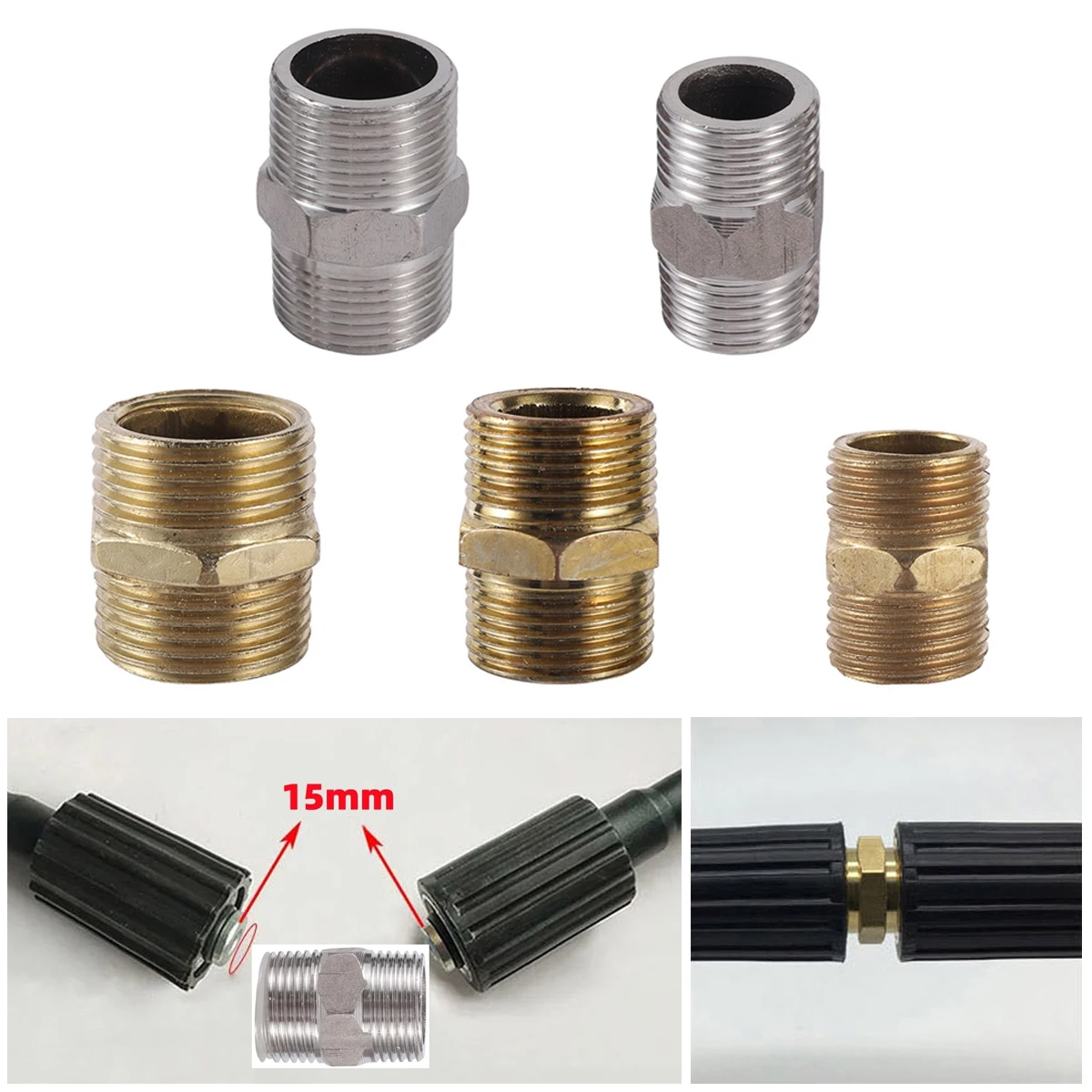1/5Pcs Equal Double Male Straight Connector 1/2''3/4''1'' External Thread Car Washing Machine High-Pressure Pipe Extension Joint
1/5Pcs Equal Double Male Straight Connector 1/2''3/4''1'' External Thread Car Washing Machine High-Pressure Pipe Extension Joint