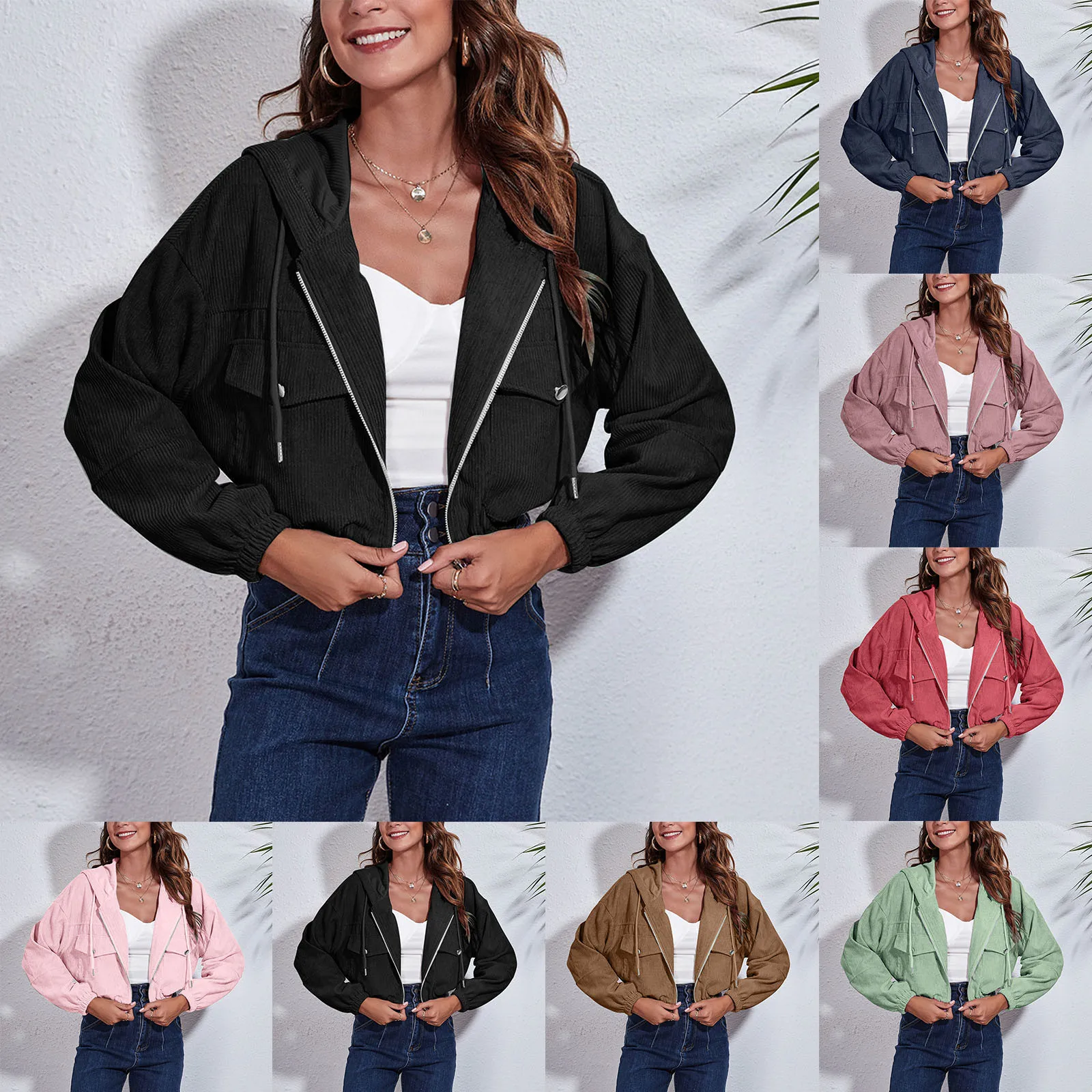 Womens Fashion Corduroy Hooded Jacket Autumn Winter Loose Drop Shoulder Long Sleeve Short Jacket
Womens Fashion Corduroy Hooded Jacket Autumn Winter Loose Drop Shoulder Long Sleeve Short Jacket