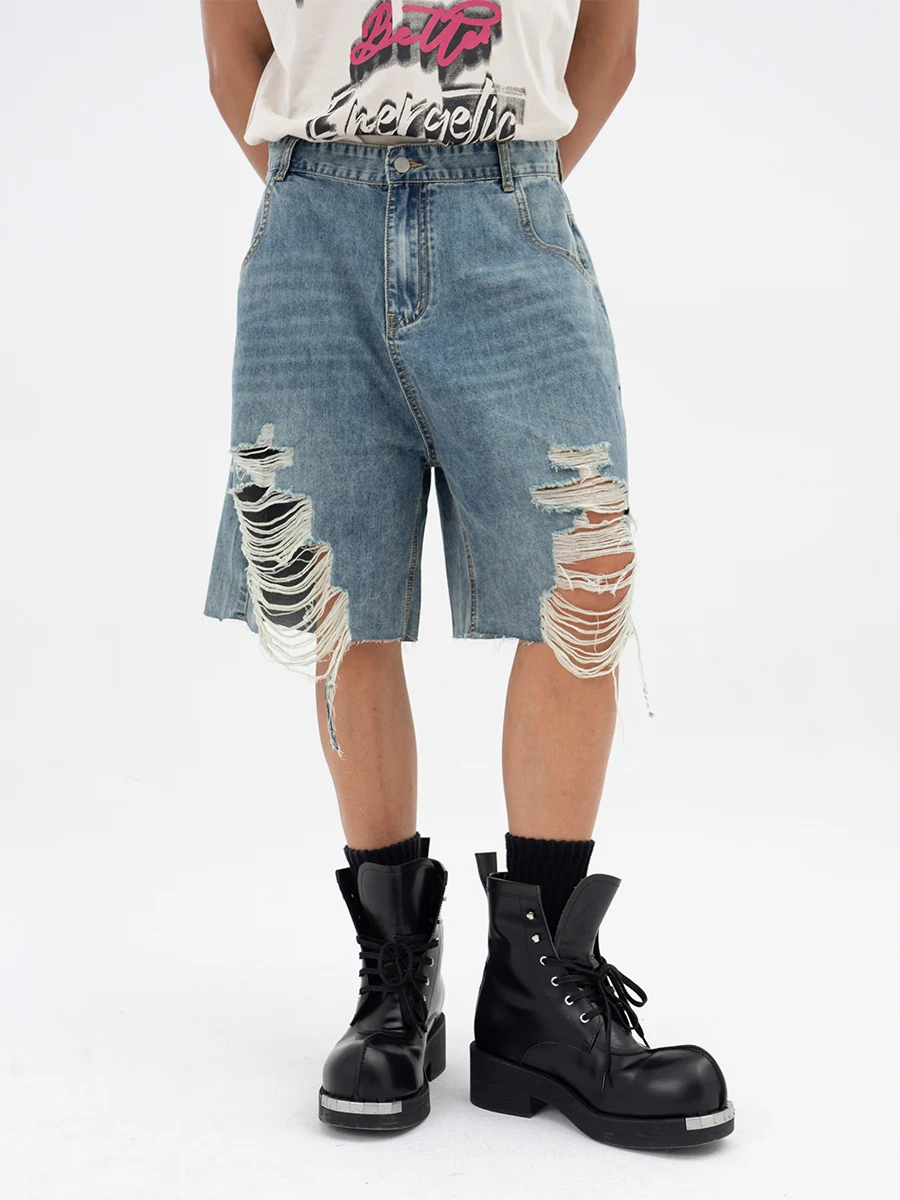 Blue Vintage Ripped Denim Shorts Men's Loose Wide Leg Straight Casual Washed Citylaziestplayer Jeans Youth Popular Cotton
Blue Vintage Ripped Denim Shorts Men's Loose Wide Leg Straight Casual Washed Citylaziestplayer Jeans Youth Popular Cotton