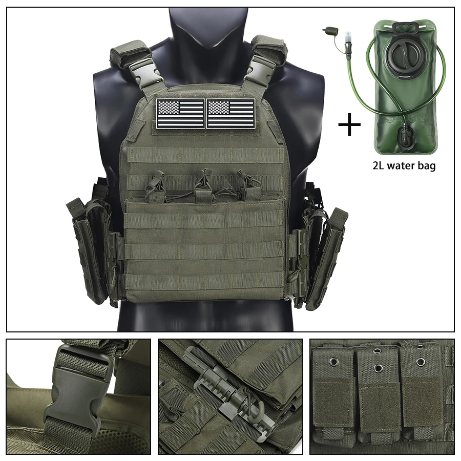 The combination design of outdoor wear-resistant quick detachable vest MOLLE webbing system vest and 2L water bag
The combination design of outdoor wear-resistant quick detachable vest MOLLE webbing system vest and 2L water bag