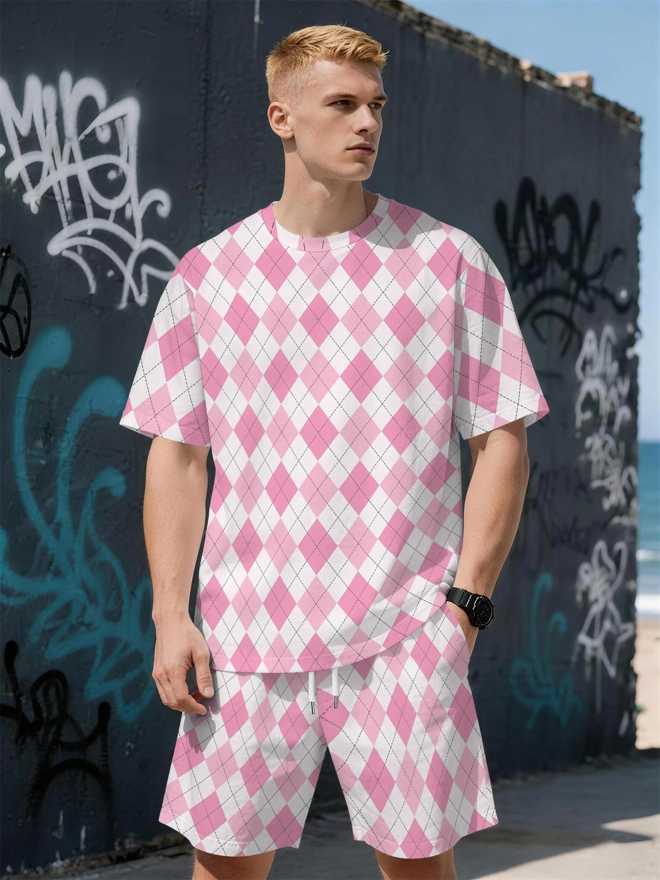 2026 Summer New Men's Short-Sleeved Set with 3D Check Pattern Print Street Casual Fashion Comfortable and Soft
2026 Summer New Men's Short-Sleeved Set with 3D Check Pattern Print Street Casual Fashion Comfortable and Soft