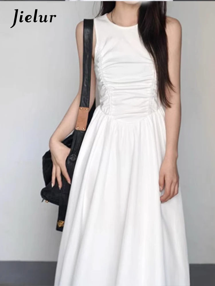 Jielur Summer New Slim Solid Color Women's Dress Basic Simple Sweet Ladies Dress Woman White Elegant Fashion Casual Dress Female
Jielur Summer New Slim Solid Color Women's Dress Basic Simple Sweet Ladies Dress Woman White Elegant Fashion Casual Dress Female