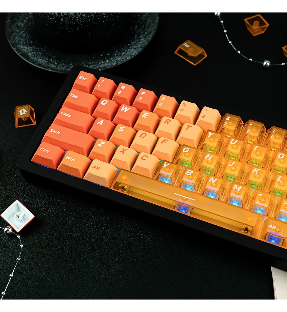 Keycap Personality Orange gradual change keycaps transparent PC pad printing PBT hot sublimation original keycaps
Keycap Personality Orange gradual change keycaps transparent PC pad printing PBT hot sublimation original keycaps