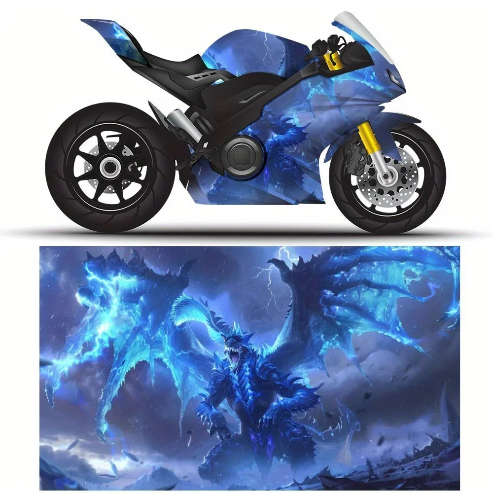 Blue Dragon and Lightning PVC Motorcycle Vinyl Wrap, Self-Adhesive Waterproof Sticker, Anti-Scratch Decorative Film for Bike Bod
Blue Dragon and Lightning PVC Motorcycle Vinyl Wrap, Self-Adhesive Waterproof Sticker, Anti-Scratch Decorative Film for Bike Bod
