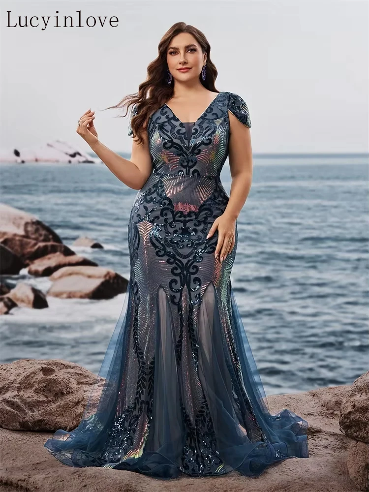 Вечерние платья Lucyinlove больших размеров с короткими рукавами, V-образным вырезом на спине, пайетками, элегантные коктейльные платья-русалка для торжественных мероприятий 2026
Вечерние платья Lucyinlove больших размеров с короткими рукавами, V-образным вырезом на спине, пайетками, элегантные коктейльные платья-русалка для торжественных мероприятий 2026