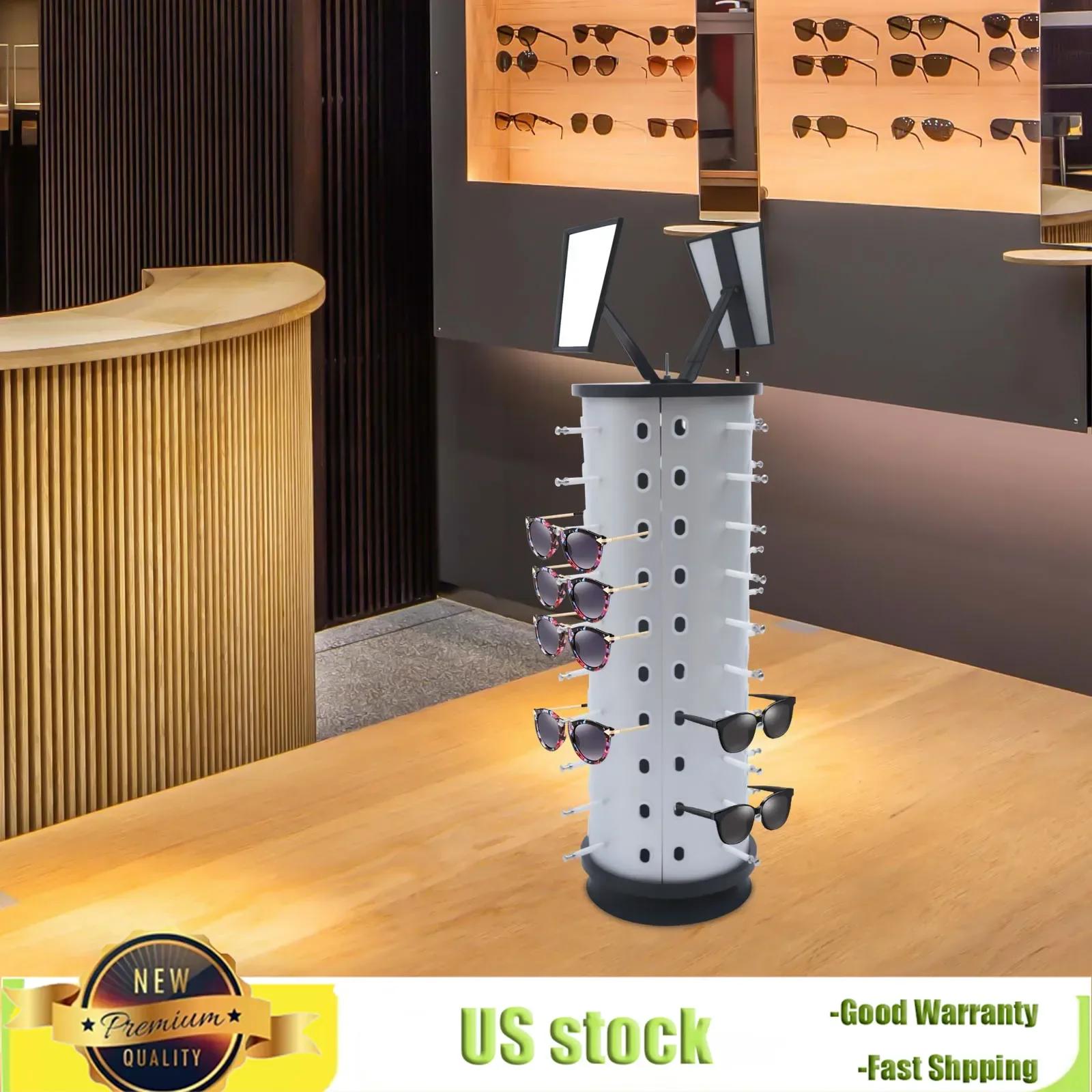 Detachable Counter Top Sunglasses Display Stand 360° Rotating With Two Mirrors Fashionable Retail 40 Pairs Eyeglass Storage Rack
Detachable Counter Top Sunglasses Display Stand 360° Rotating With Two Mirrors Fashionable Retail 40 Pairs Eyeglass Storage Rack