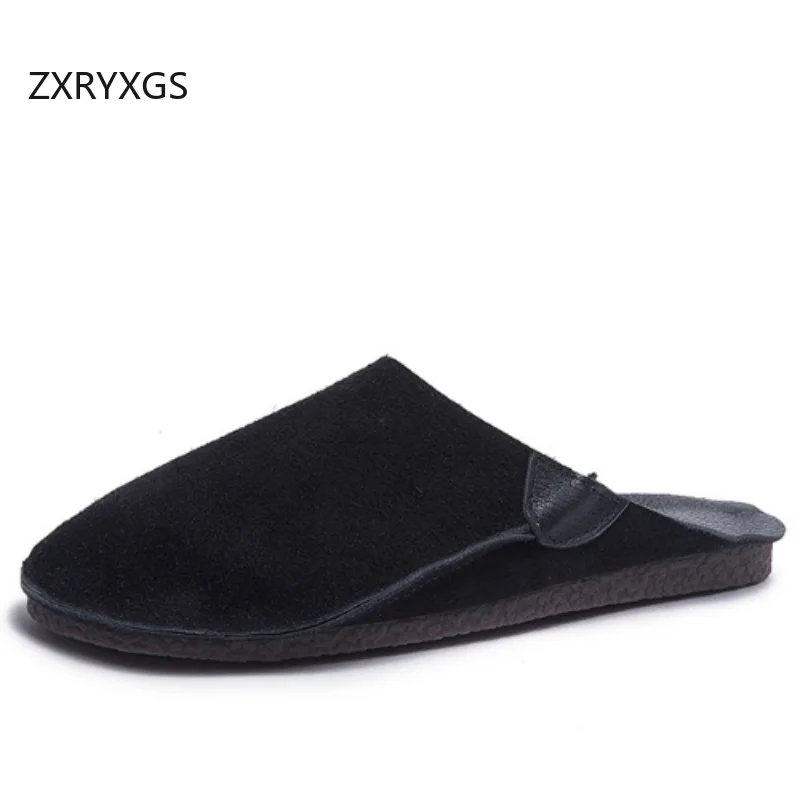 ZXRYXGS Frosted Cowhide Full Cowhide Women Leather Slippers 2025 New Round Toe Comfortable Flat Slippers Outside and Home Shoes
ZXRYXGS Frosted Cowhide Full Cowhide Women Leather Slippers 2025 New Round Toe Comfortable Flat Slippers Outside and Home Shoes